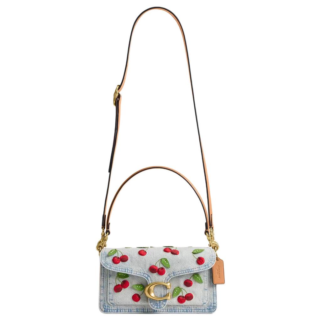 Coach Tabby 26 Kirschstickerei Denim und Kalbsleder Tragetasche Mittel Damen-Tragetasche Blau CDZ32-B4EI
