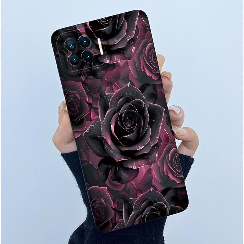 

For OPPO F17 Pro Reno 4 Lite Phone Case Simplicity Flowers Soft Liquid Silicone Cover Shell For OPPO A73 A93 Reno4 Lite Fundas OPPO A73(4G)
