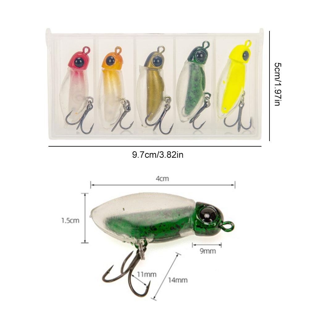 5pcs Insect Micro Bait 40mm 2.3g Trout Lure Artificial Bait Wobblers for Freshwater and Saltwater Fishing