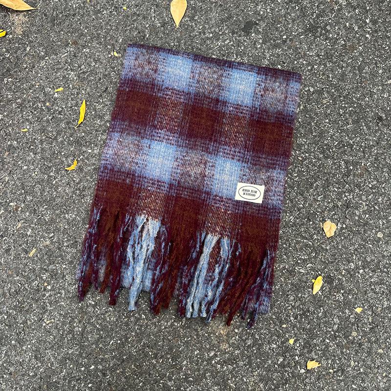 New plaid scarf women's autumn and winter Korean atmosphere imitation cashmere couple versatile warm shawl thickened scarf