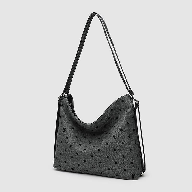 Geantă de pânză cu buline proaspete, rucsac cu umăr diagonal, la modă și versatil, pentru navetiști