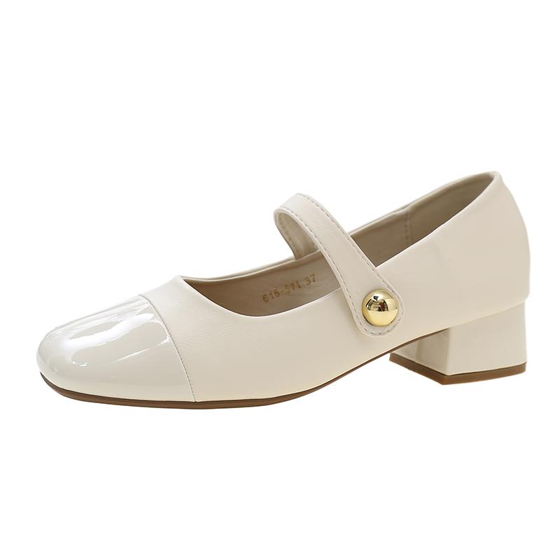 

2025 NEW High quality fashionable Elegant Women s Heel Shoes Non-slip Versatile Wedding Party Women s Leather Shoes 35