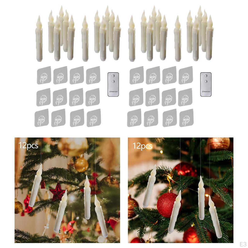12 Pieces Flameless Pillar Candles LED Decorative Taper Flickering 3D Wick Material