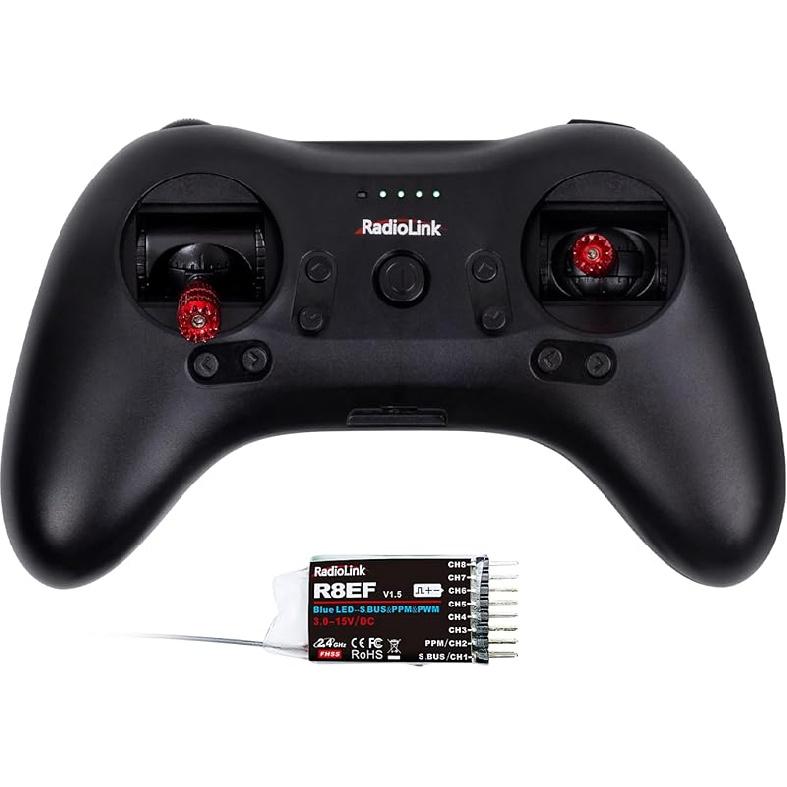 Radiolink T8S 8 Channels 2.4GHz RC Pocket Size Portable Transmitter and Receiver R8EF RX, Remote and Controller Built-in Rechargeable Battery for