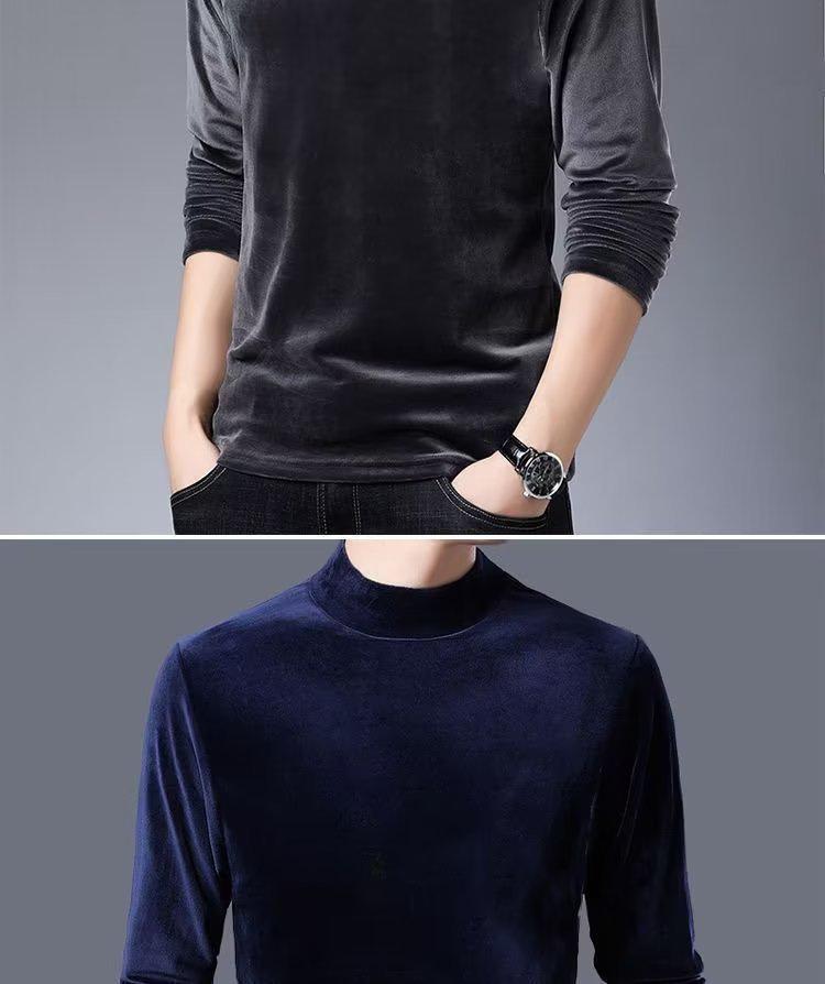 Men's Trendy Gold Velvet Hoodie: Stylish Autumn/Winter Base Layer Wearable Inside or Out