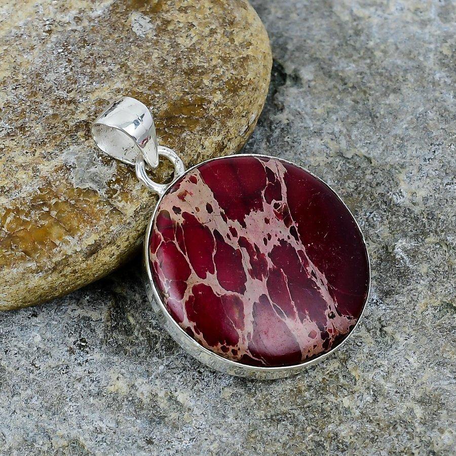 

Sea Sadement Jasper Gemstone ручной работы стерлингового серебра 925 пробы ювелирные изделия кулон стерлингового серебра 925 пробы, подарок для нее