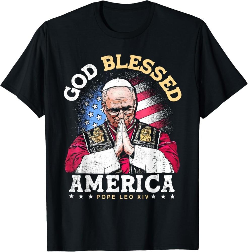 

God Blessed America Patriotic Fictional Pope Leo XIV Unisex T-Shirt L