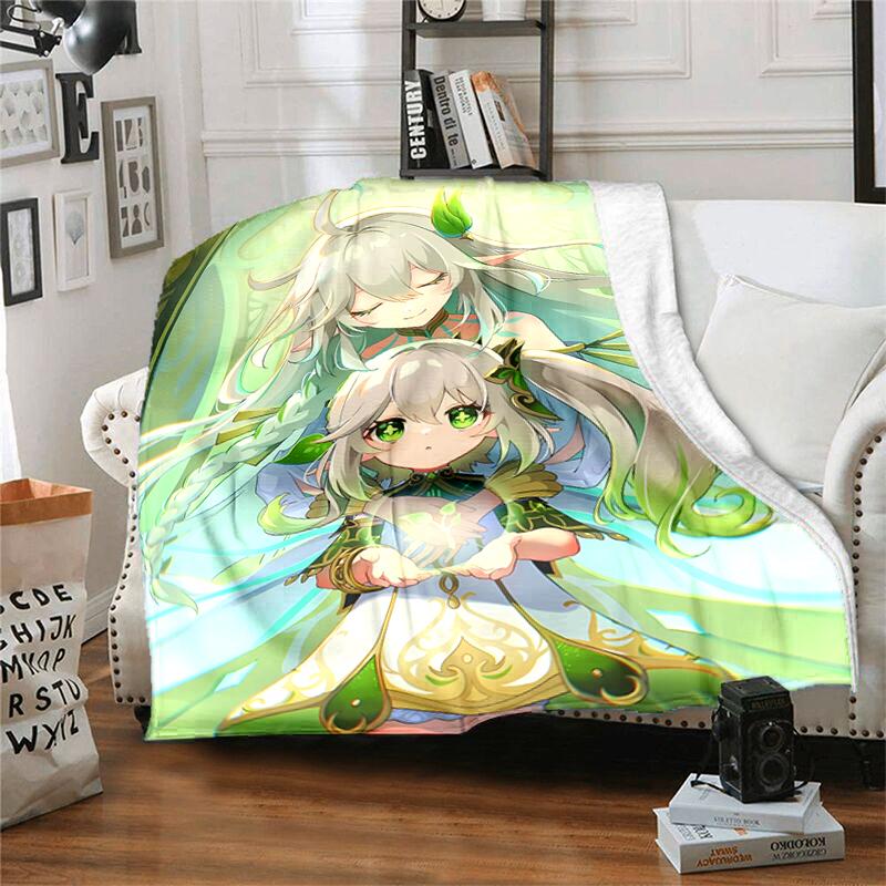 1pc Blanket Genshin Impact characters5 Print Design, Lightweight Blanket for Sofa, Bed- Soft &Warm, Gift for All Seasons like Christmas, Halloween