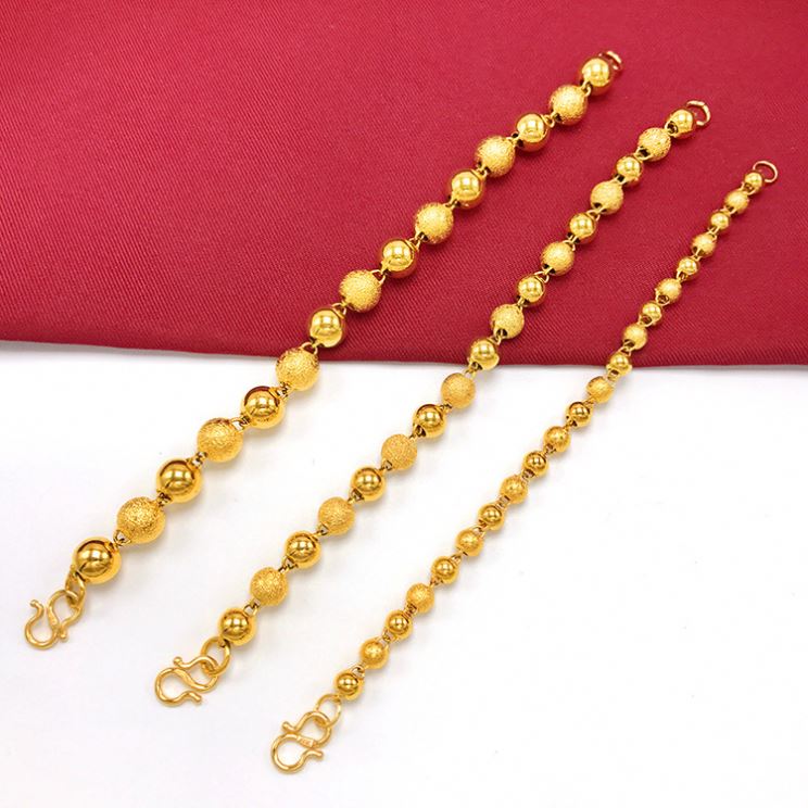 Dubai Jewelry Ladies Fashion Round Bead Braceletsgold PlatedStall Small Jewelry Solid Smooth Frosted Bracelet Source