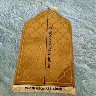 Flannel Prayer Mat for Muslim Ramadan Thick Printing Carpet Worship Kneel Embossing Floor Carpet Non-slip Soft Travel Prayer Rug