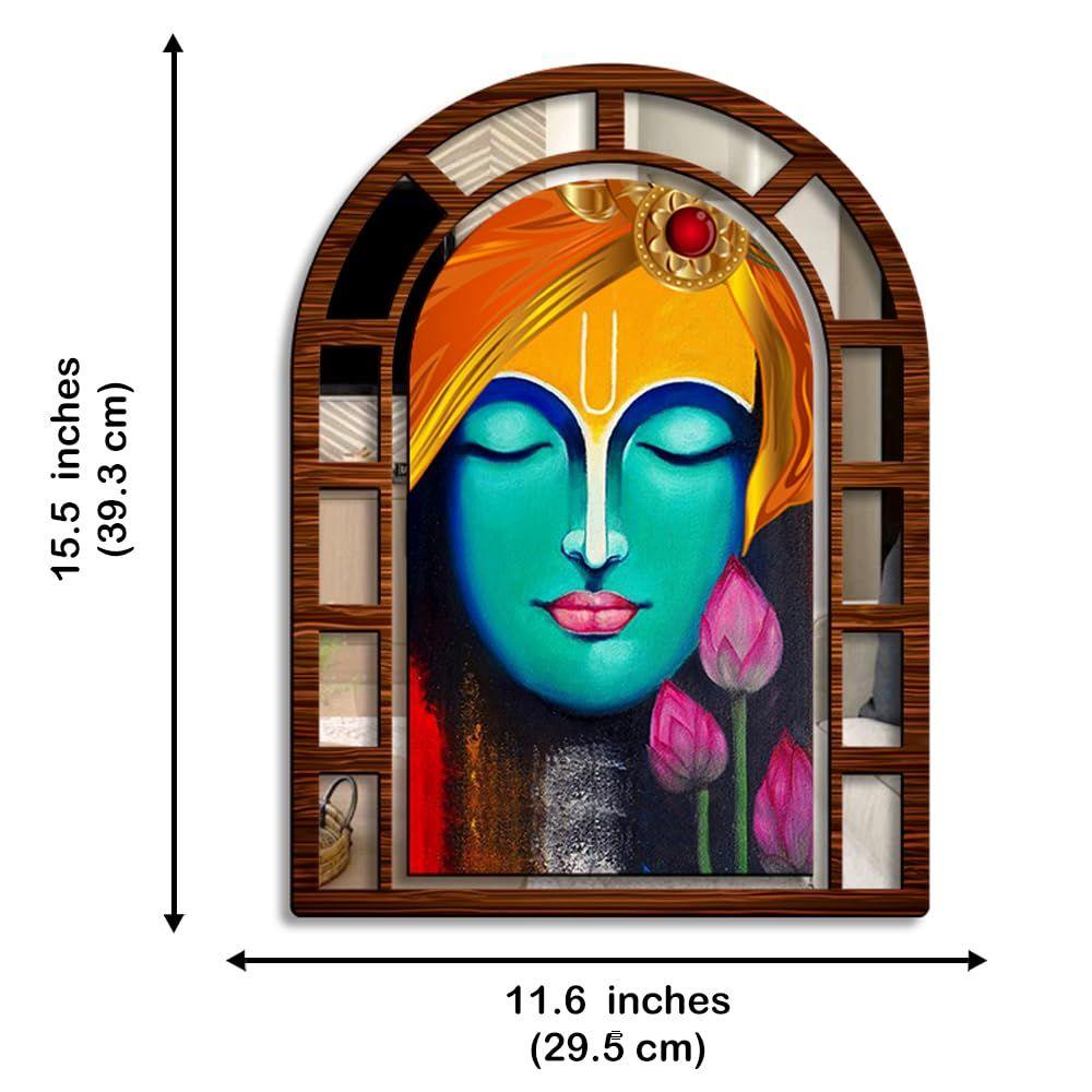 Sehaz Artworks RadhaKri Mirror Jharokha Wall Decor for Living Room-40x30 CM Wall Hanging Wall Hangings For Living Room, Home Decoration Items