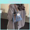 Chic Korean Style Shoulder Crossbody Bag For Women 2024 Trendy Spring New Bucket Bag With Blue Stitching