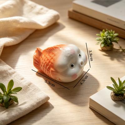 Cute Ceramic Turning Small Fish Ornament Office Desktop Decompression Ornament Healing System Cute Pet Handicraft Gift
