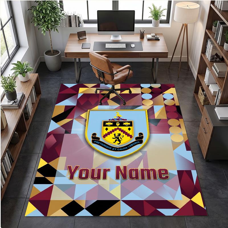 Crystal Velvet Rug Burnley Football Print Custom Name Text Floor Mat Home Decor