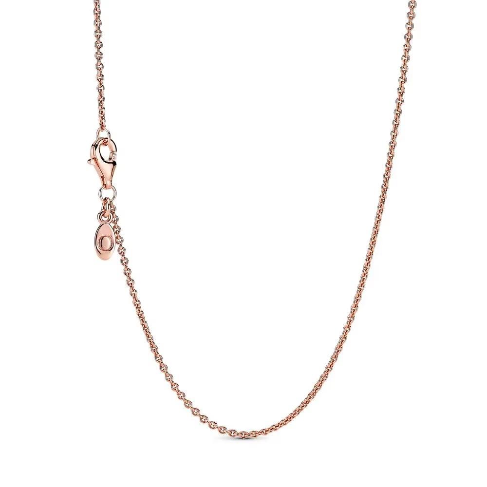 

925 silver new women jewelry rose gold necklace can be designed with original charm pendant necklace DlY jewelry gift 45cm рожевий колір золота