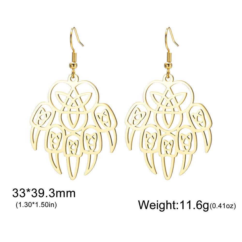 Wolf Paw Celtics Knot Drop Earrings for Women Bear Claw Gothic Dangle Earrings Stainless Steel Jewelry Religious Amulet Gifts