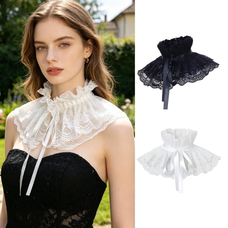 Medieval Detachable Pleated Collar Ruffle Collar Neckpiece Costume Props Neckwear Faux Collar For Historical Reenactment Stage Show