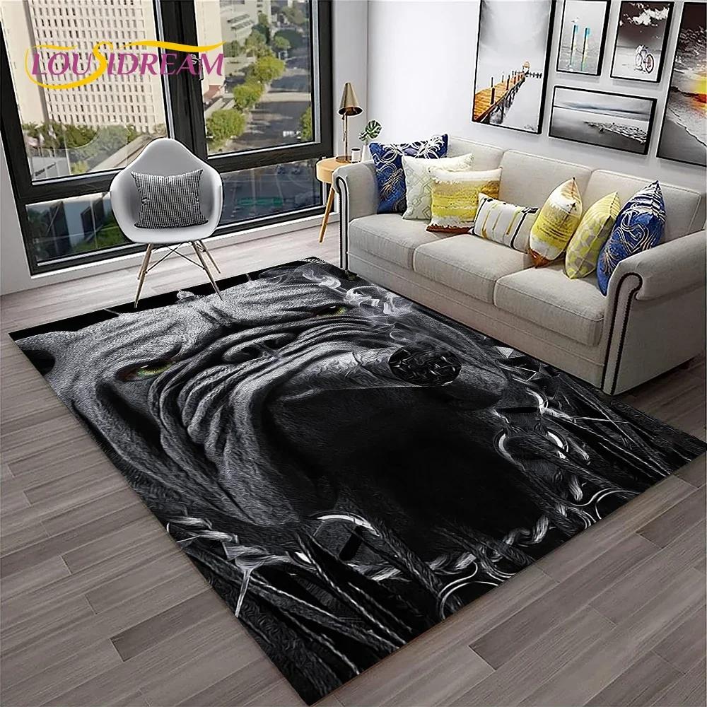 Cartoon French Pit Bull Dog Pet Carpet Rug for Home Living Room Bedroom Sofa Doormat Decor,kids Play Area Rug Non-slip Floor Mat