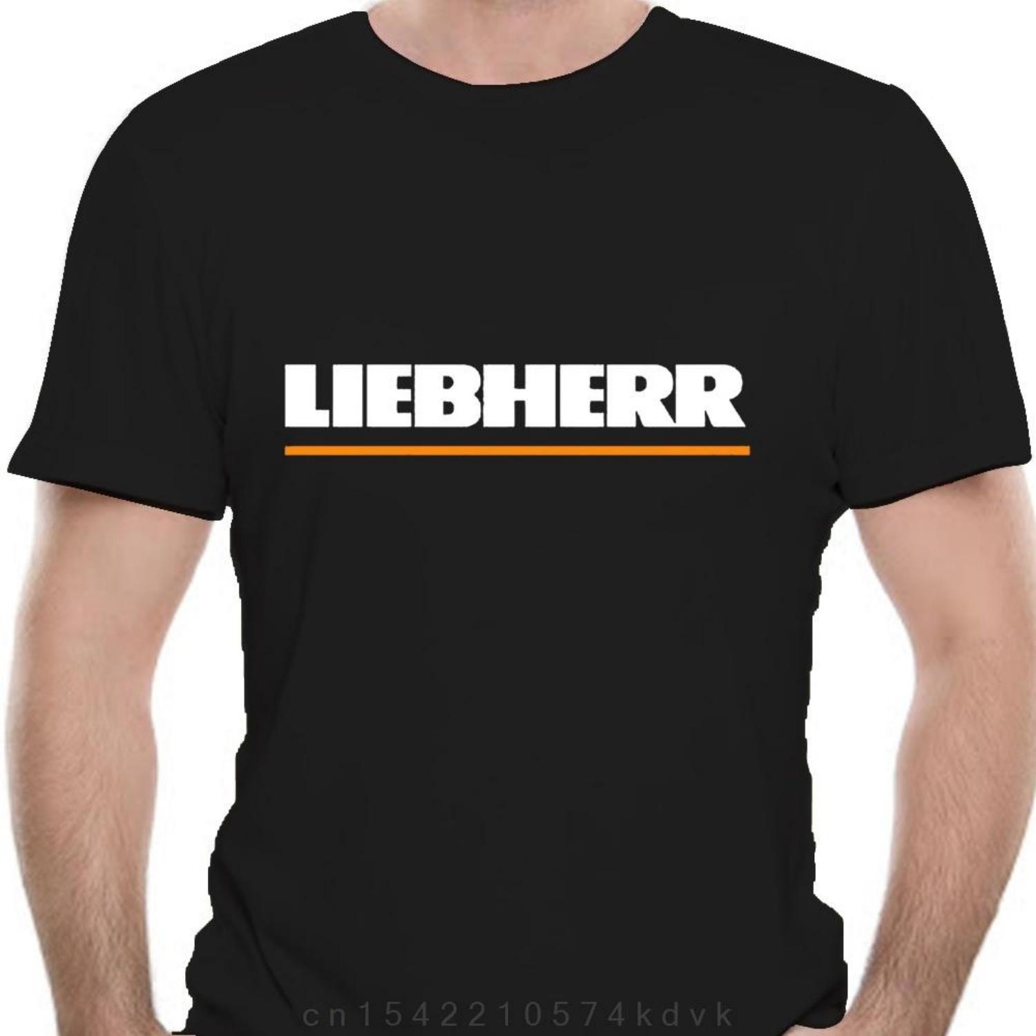 Черная футболка унисекс с изображением крана Liebherr S