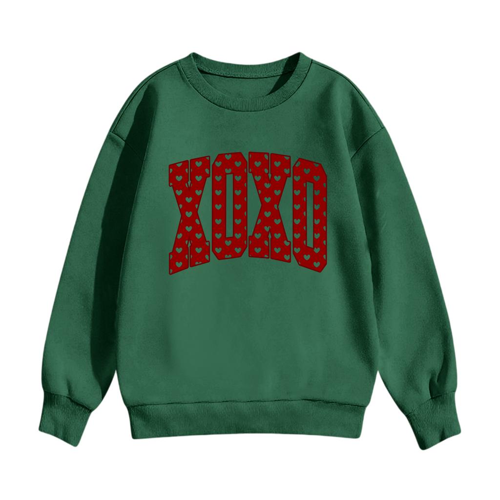 Children's Casual Round Neck Printed Pullover Long,sleeved Hooded Sweatshirt Top