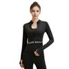Women's Workout Jacket Full Zip Up Cropped Yoga Jacket Long Sleeve Slim Fit Athletic Top
