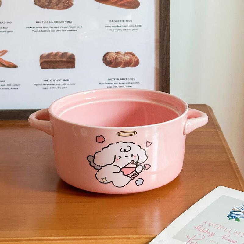 Cute Love Puppy Ceramic Noodle Bowl Set
