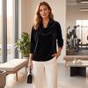 Women's Fashion Velvet Cowl Neck Long Sleeve Top, Loose Fit