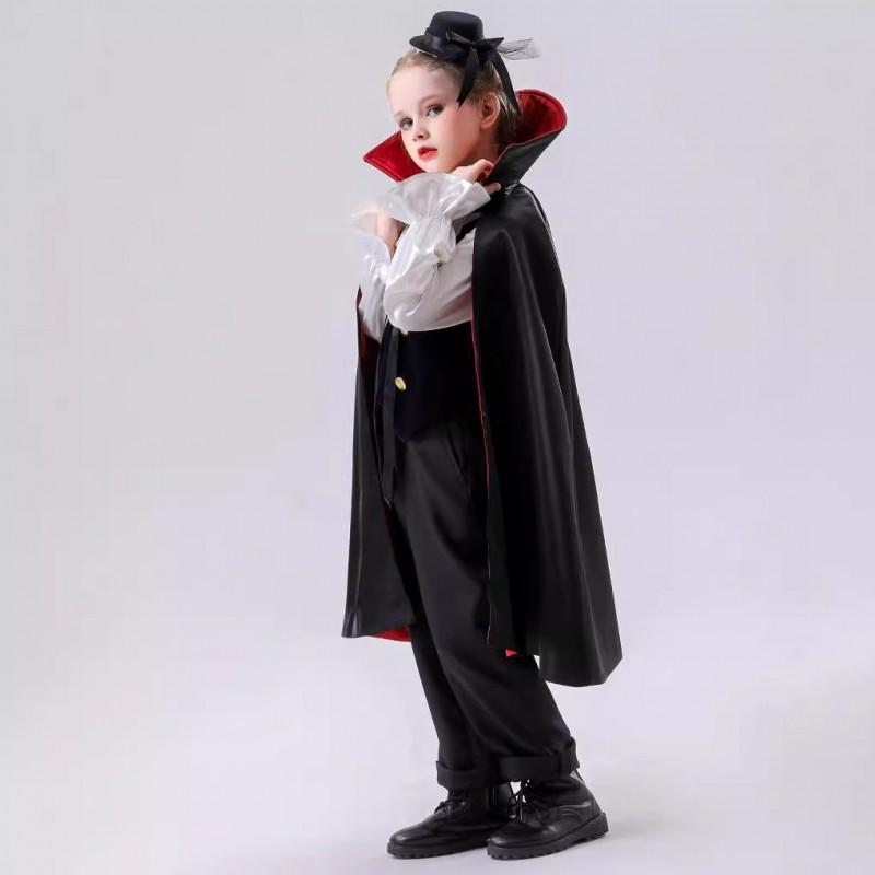 Kids Halloween Vampire Prince Costume Cloak Cosplay Party Stage Performance Outfit