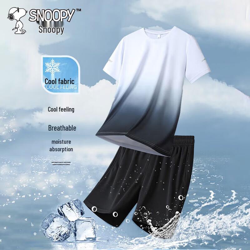 SNOOPY Men s Summer Short Sleeve T-shirt & Shorts Set XL