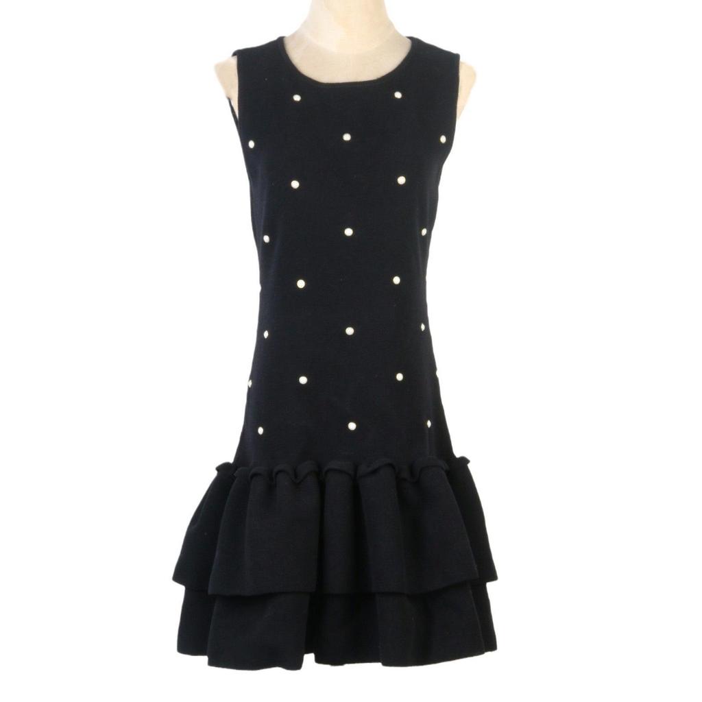 Autumn Beaded Black Sleeveless Skirt Dress