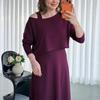  cross-border European and American autumn new single shoulder suspender slim-fit long-sleeved A-shaped long skirt slim-fit temperament women's 