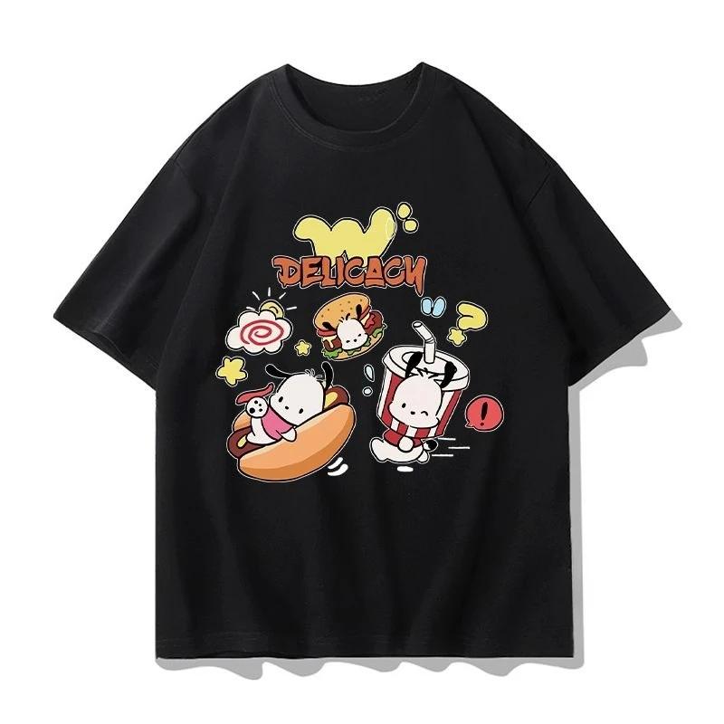 Mini New Pochacco Cartoon Tshirt Summer Sanrio Surround Womens and Unisexs Cotton Tshirt YK Loose Casual Short Sleeve Top