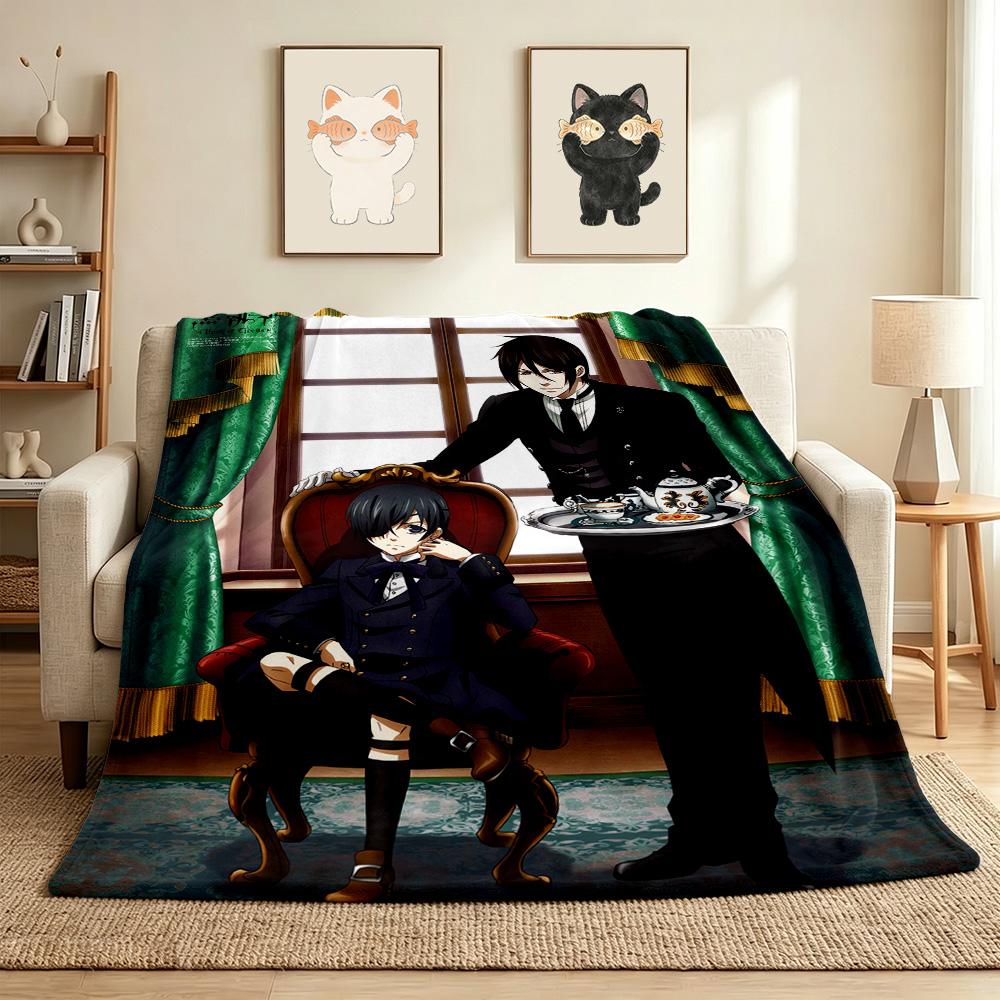 Black Butler Flannel Blanket Throw Blanket Soft Warm Sofa Bed Camping Car Home Decor Unique Christmas Gift C93012