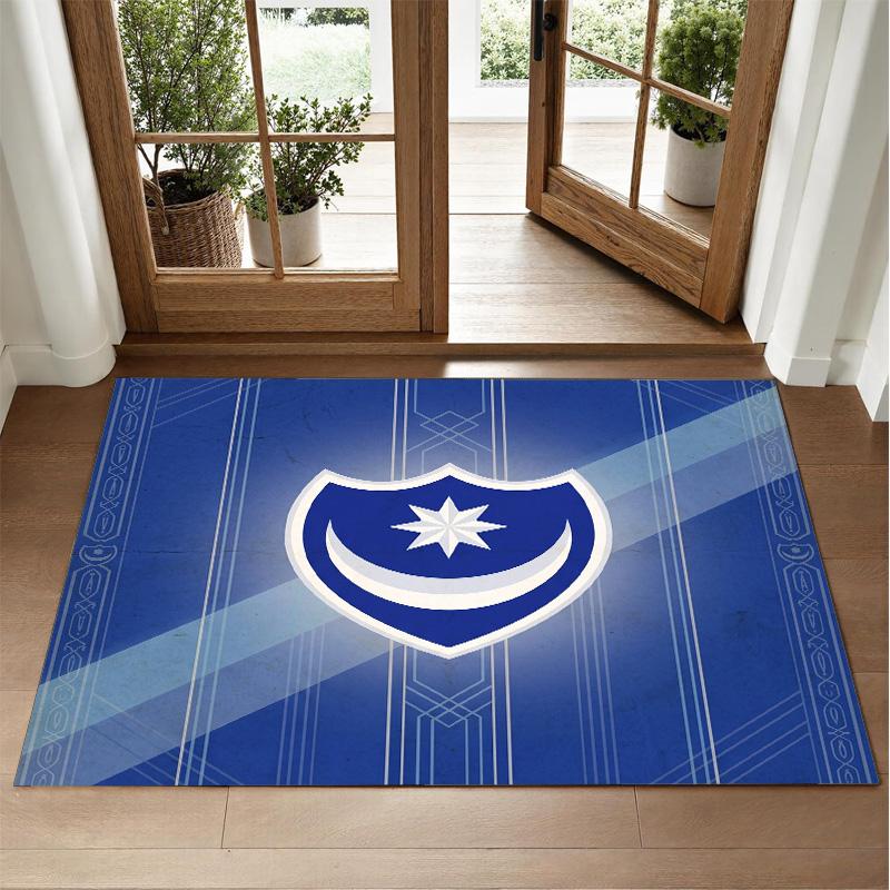 Portsmouth FC Design Crystal Velvet Rug Soft Decorative Mat for Bedroom Entrance