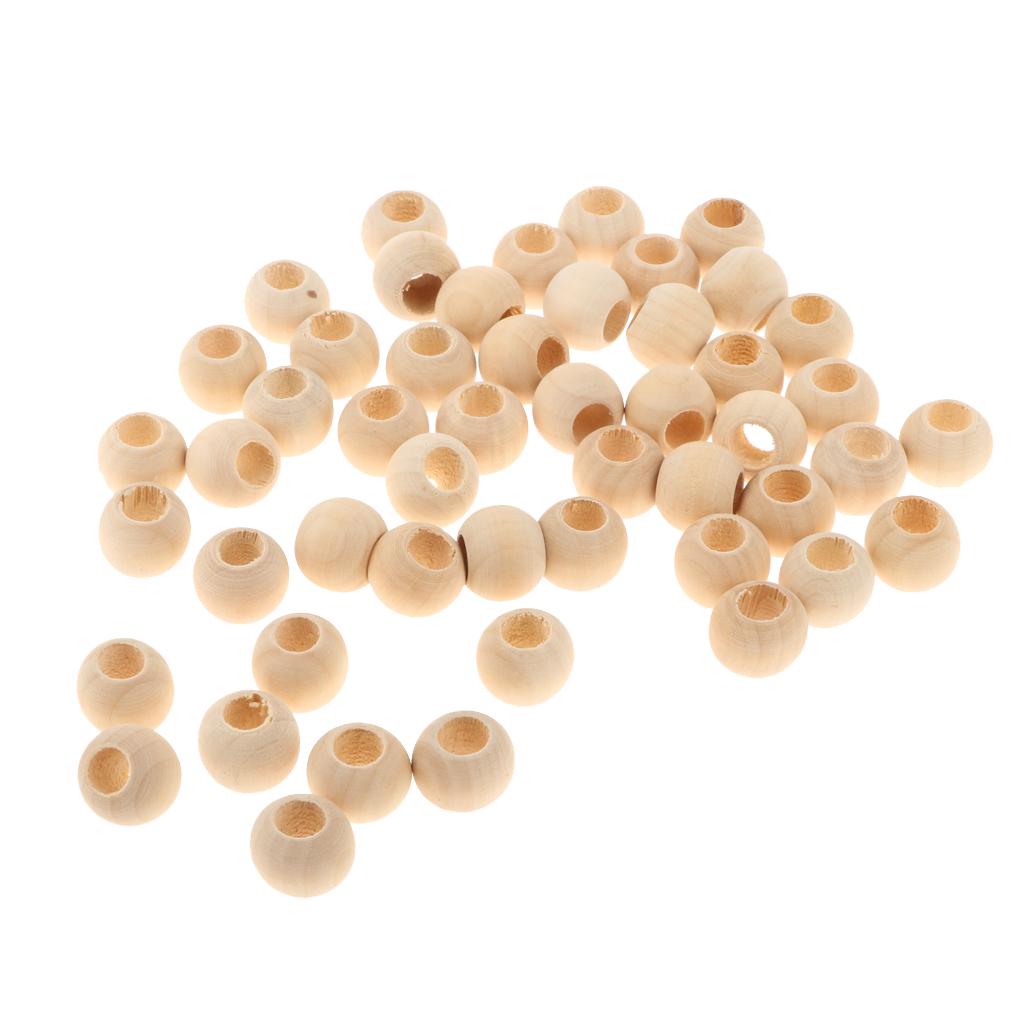 100 Stück große, runde, lose Holzperlen, 12 mm
