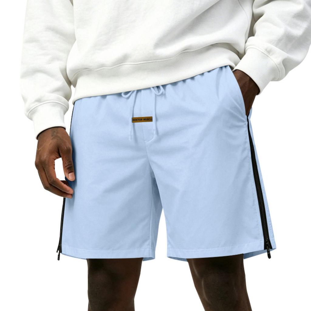 Men's Casual Athletic Shorts with Side Zipper - Loose Fit Streetwear Shorts