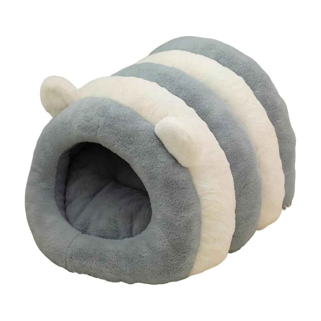 Hare-Fleece Cave Pet Cozy Bed Striped Thick for Bunnies