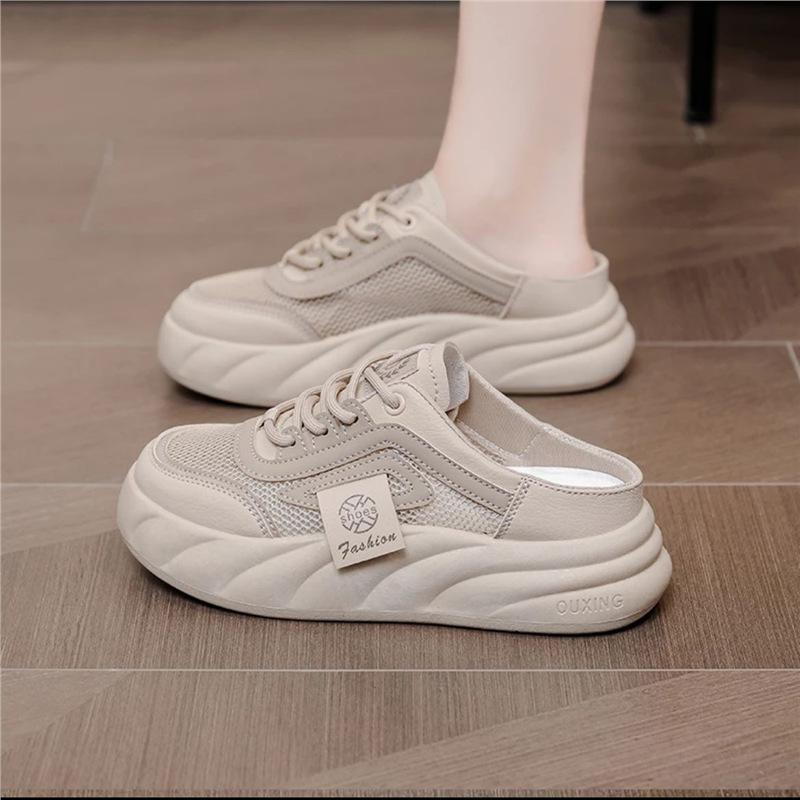 

2025 spring and summer new one-pedal slippers women s outer wear ins trendy thick-soled sandals retro casual half-drag women s shoes 35