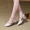 Women's Sandals Fairy Style Spring New Head Covered Thick Heel Versatile Pointed Toe Crystal Dress Shoes Backless Single Shoes