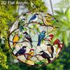Acrylic Colorful Songbirds on Branches Suncatcher, Stained Glass Style Window Hanging Ornament for Bird and Nature Lovers