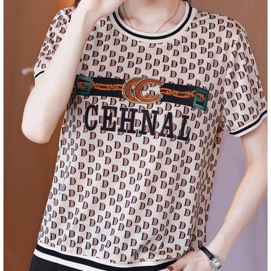 YYFS Blusas y camisas de manga corta con cuello redondo para mujer, informales, a la moda, verano, primavera