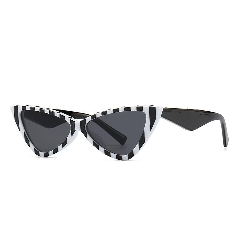 1038 Zebra Pattern Catwalk Sunglasses Women Narrow Model Street Style Cat Eye Fashion Trendy