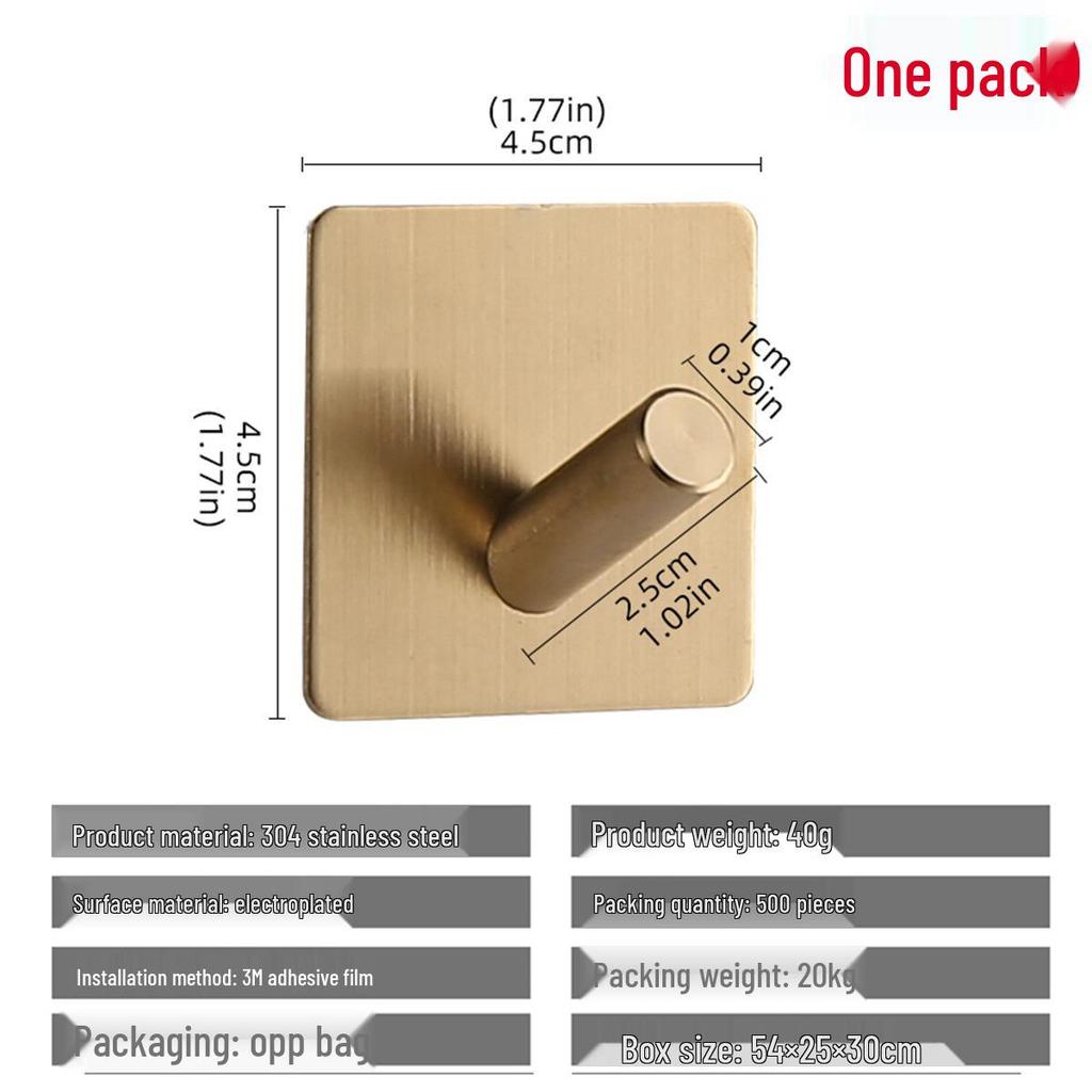 Stainless Steel No-Drill Adhesive Hook for Bathroom/Kitchen – Black