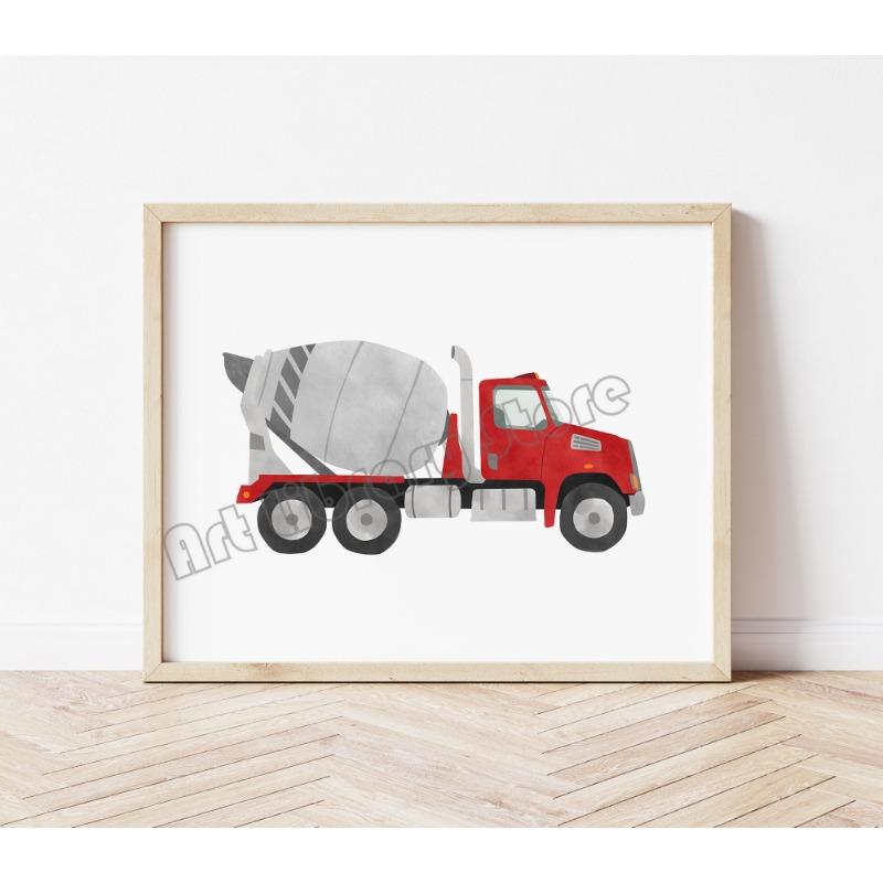 Watercolor Construction Vehicle Transportation Tractor Bulldozer Poster Wall Art Pictures Canvas Painting Nursery Home Decor