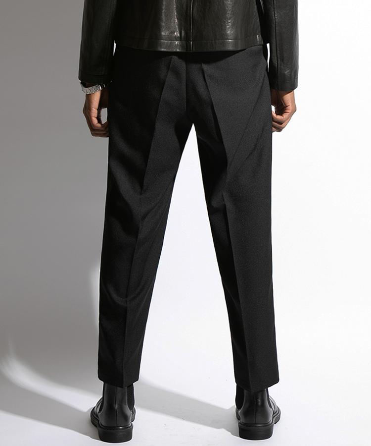 Seuteulaikeu Elegant Two-Pleated Trousers (Black)