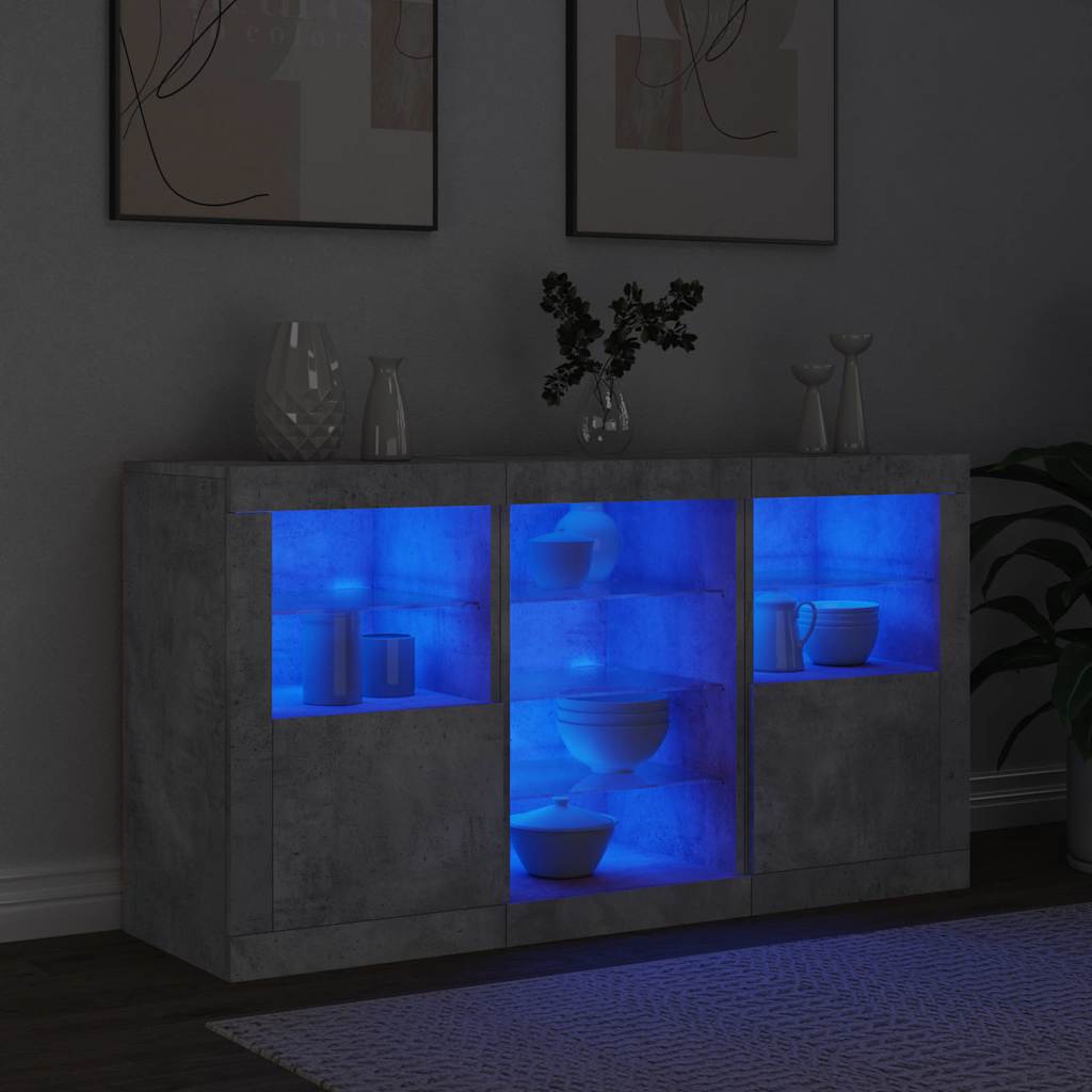 Vidaxl Cabinet With LED Lighting, Concrete Gray, 123X37X67 Cm