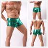 Men's Imitation Leather PU Boxer Briefs - Sexy Patent Leather Underwear