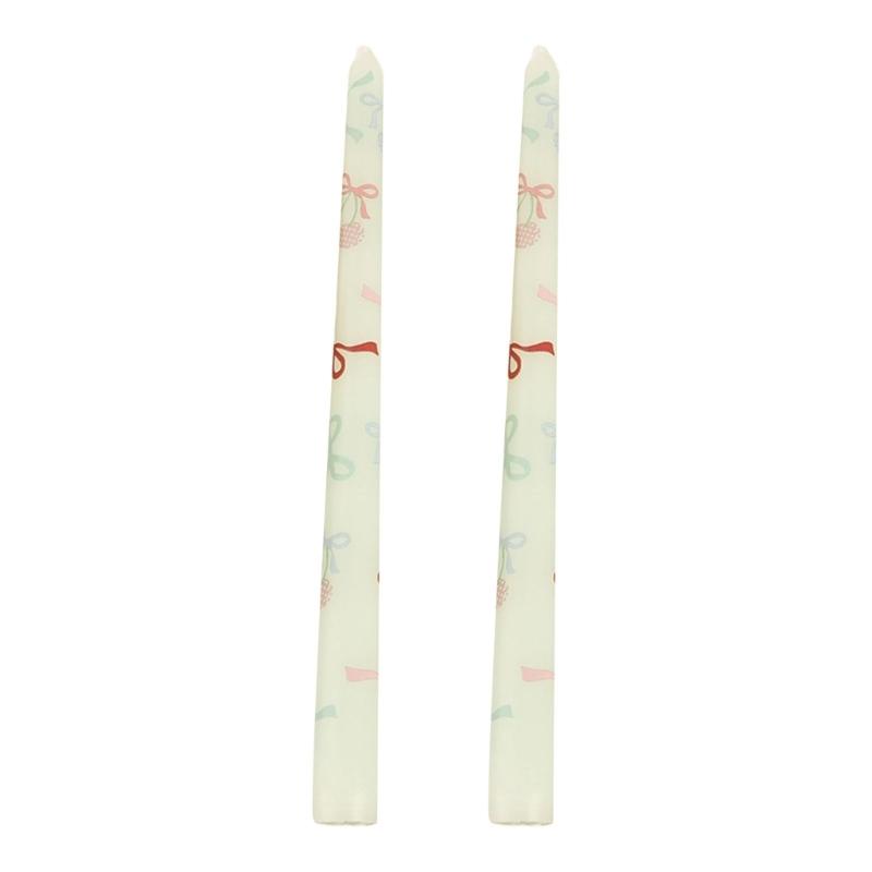 

Printed Taper Candle Set Heart Patterns Unscented Candle Sticks Valentine Day Candle for Dinner Home Decorations