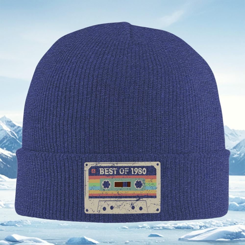 

Retro cassette tape best 1980 design Men Women Unisex Knitted Hat Beanie Pullover Cap Winter Thermal Warm Christmas Outdoor Cycl