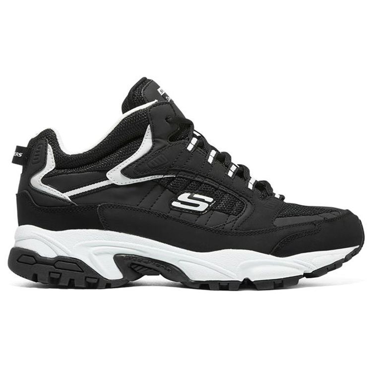 Skechers Stamina Men Black White Low Top Dad Shoes Leather Comfortable Fashion 237244-BKW